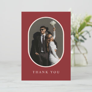 Boho Burgundy Rustic Floral Foto Wedding Dankeskarte