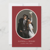 Boho Burgundy Rustic Floral Foto Wedding Einladung (Rückseite)