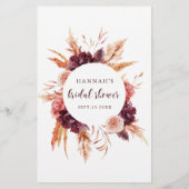 Boho Burgundy Terracotta Brautparty Game (Rückseite)