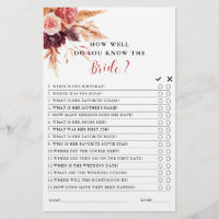 Boho Burgundy Terracotta Brautparty Game