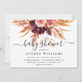 Boho Burgundy Terracotta Floral Baby Dusche Einladung (Vorderseite)