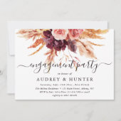 Boho Burgundy Terracotta Floral Engagement Party Einladung (Vorderseite)