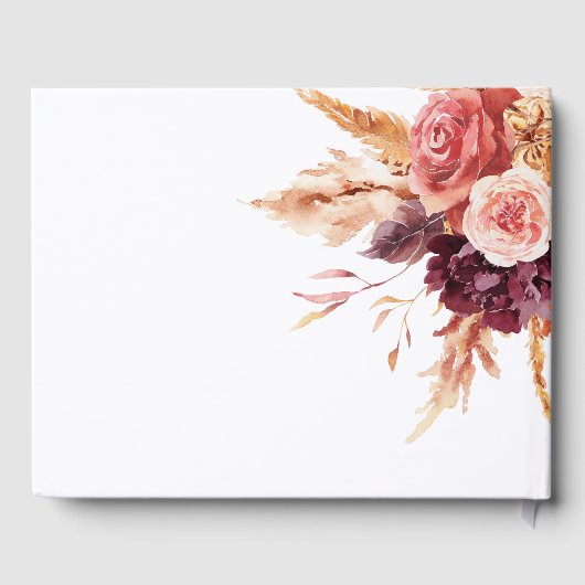 Boho Burgundy Terracotta Floral Wedding Gästebuch (Rückseite)