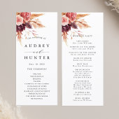 Boho Burgundy Terracotta Floral Wedding Programm