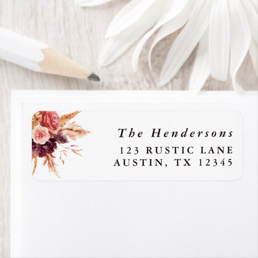 Boho Burgundy Terracotta Rücksendeadresse (Insitu)