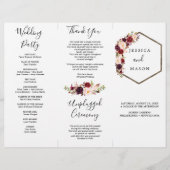 Boho Burgundy Tri-Fold Wedding Program Flyer (Vorne)