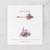 Boho Burgundy und Navy Weinprobe Platzkarte (Außenseite Aufgefaltet)