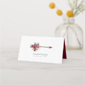 Boho Burgundy und Navy Weinprobe Platzkarte (Rückseite)