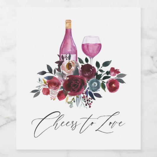 Boho Burgundy und Navy Weinprobe Weinetikett (Einzelnes Label)