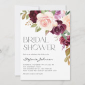 Boho Burgundy und Peach Blume Fall Brautparty Einladung (Vorderseite)