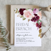 Boho Burgundy und Peach Blume Fall Bridal Brunch Einladung