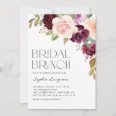 Boho Burgundy und Peach Blume Fall Bridal Brunch Einladung (Vorderseite)
