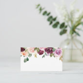 Boho Burgundy und Peach Blume Fall Platzkarte (Stehend Vorderseite)