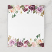 Boho Burgundy und Peach Blume Hochzeit im Herbst Platzkarte (Außenseite Aufgefaltet)