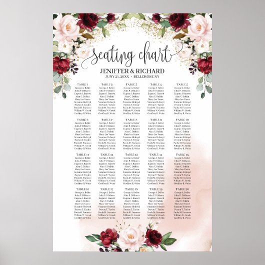 Boho burgundy und Rosa Blumenkarte Poster (Vorne)
