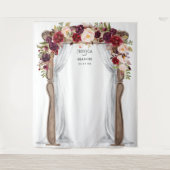 Boho Burgundy Wedding Arch Backdrop Foto Stand Wandteppich (Vorderseite)