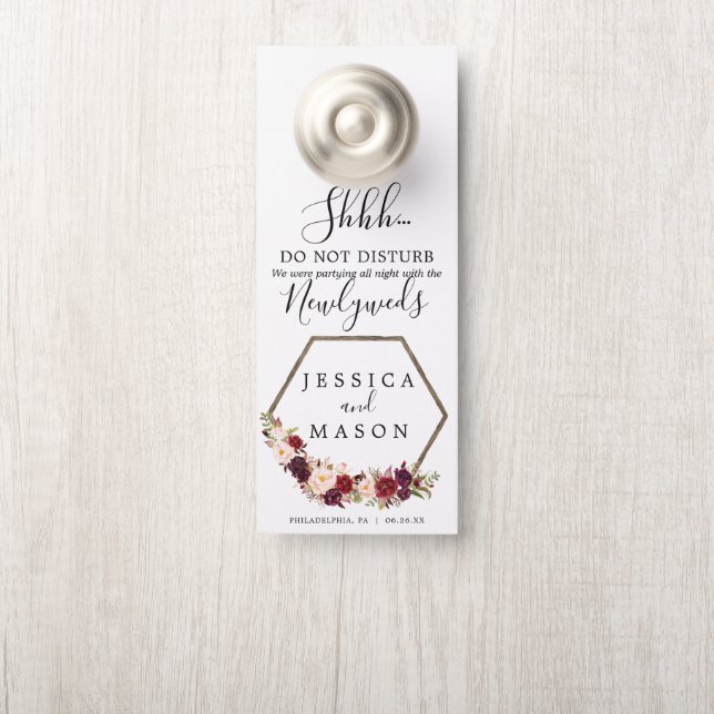 Boho Burgundy Wedding Door Hanger nicht stören Türanhänger (Auf Knauf)