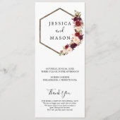 Boho Burgundy Wedding Program Programm (Vorderseite)