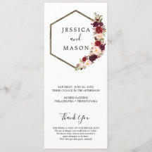 Boho Burgundy Wedding Program