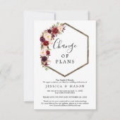 Boho Burgundy Wedding Zurückgestellt Ankündigung (Vorderseite)