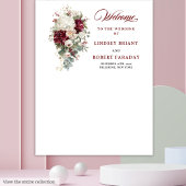 Boho Burgundy White Elegante Blumenprop Wandteppich