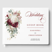 Boho Burgundy White Floral Wedding Guest Book Gästebuch (Vorderseite)