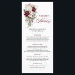 Boho Burgundy White Floral Wedding Menu Card Menükarte<br><div class="desc">✅ Für passende Artikel suchen Sie 208W in meinen Kollektionen ✅ Vervollständigen Sie Ihren Empfang Tischfuß mit diesem hohlen Hochzeitsmenü, mit Aquarellbordeaux und Weißrosen mit schimmernden goldenen Blätter. Dieses Menü, das in einer raffinierten Palette aus Bordeaux, Marsala, Marmelade, tiefrot, dunkelrot, knallig weiß und metallischem Gold gestaltet ist, verbindet den boho-Charme...</div>