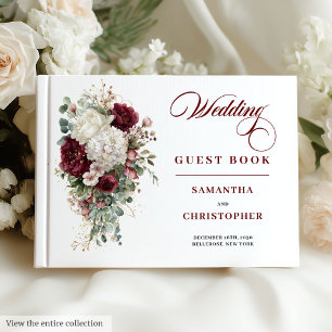 Boho burgundy White gold Rose Hochzeitsgast-Buch Gästebuch