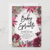 Boho Burgundy Winter Floral Baby Showküche Einladung (Vorderseite)
