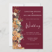Boho Burgundy Winter Holiday Wedding Foto Einladung (Vorderseite)