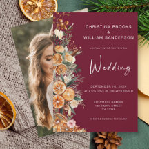 Boho Burgundy Winter Holiday Wedding Foto