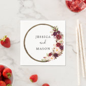 Boho Burgundy Wreath Wedding Cocktail Napkin Serviette (Beispiel)