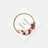 Boho Burgundy Wreath Wedding Cocktail Napkin Serviette (Ecke)