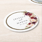 Boho Burgundy Wreath Wedding Untersetzer (Angewinkelt)