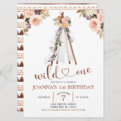 Boho Burn Orange Floral Teepee Girl Einladung (Vorne/Hinten)