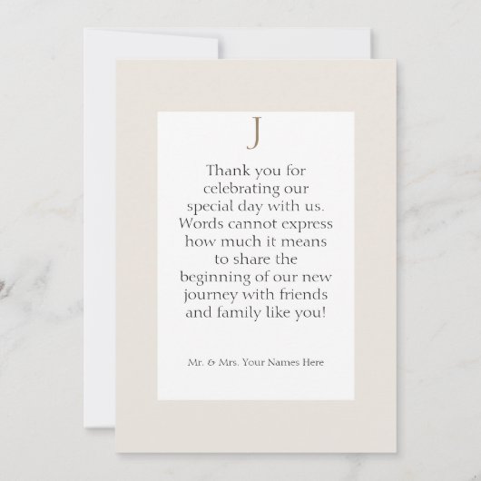 Boho Burnt Orange Arch Monogram Beige Dankeskarte (Rückseite)