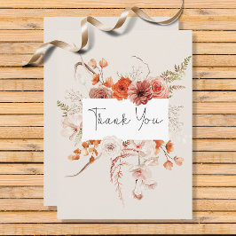Boho Burnt Orange Arch Monogram Beige Dankeskarte