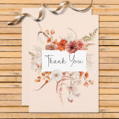 Boho Burnt Orange Arch Monogram Peach Dankeskarte