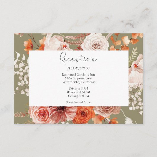 Boho Burnt Orange Arch Monogram Sage Begleitkarte (Vorderseite)