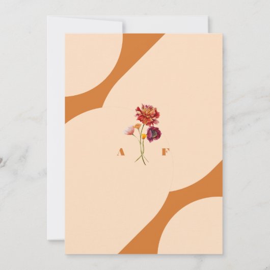 Boho Burnt Orange Arch Wildblume Monogram Wedding Einladung (Rückseite)