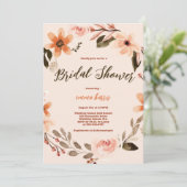 Boho Burnt Orange Bridal Dusche Einladung (Stehend Vorderseite)