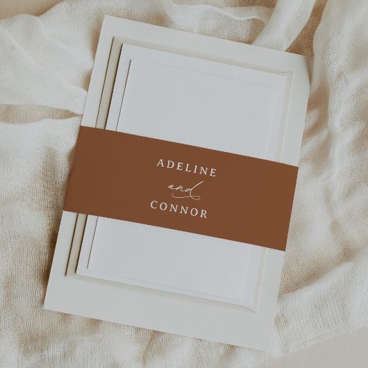 Boho Burnt Orange Calligrafy Wedding Einladungsbanderole