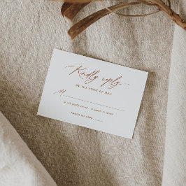 Boho Burnt Orange Calligrafy Wedding RSVP Karte