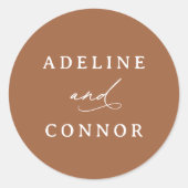 Boho Burnt Orange Calligrafy Wedding Runder Aufkleber (Vorderseite)