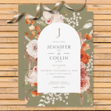 Boho Burnt Orange Fall Floral Arch Monogram Sage