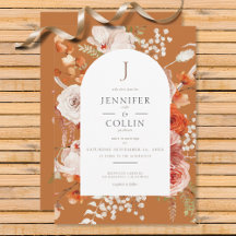 Boho Burnt Orange Fall Floral Arch Monogramm Rust