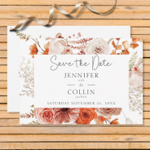 Boho Burnt Orange Fall Floral Arch Monogramm Weiß