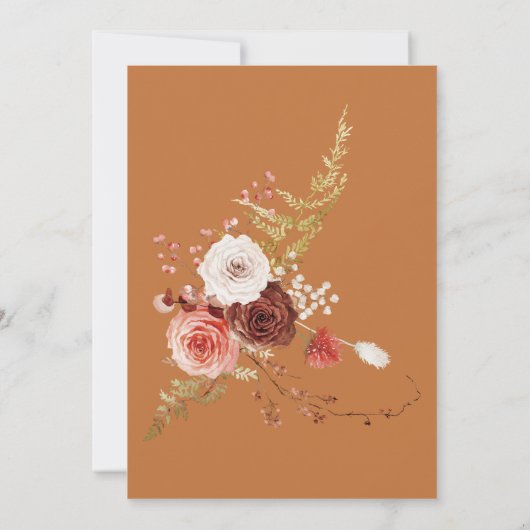 Boho Burnt Orange Fall Floral Arch Rust Einladung (Rückseite)