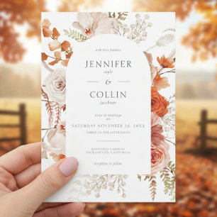 Boho Burnt Orange Fall Floral Arch White Einladung