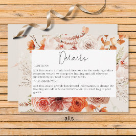 Boho Burnt Orange Fall Floral Beige Details Begleitkarte